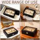 Bracelet Display Holder with Rods, Leather Jewelry Organizer Box with Transparent Lid, Bangles Watches Storage Display Case for Necklaces, Earrings, Rings, Women, Black - 10.2 x 7 x 3.7 Inch