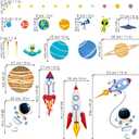decalmile Outer Space Wall Decals Rocket Planets Astronaut Wall Stickers Baby Nursery Boys Bedroom Playroom Wall Decor
