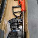 Electric Weed Wacker Cordless Eater Battery Powered String Trimmer, with 2Pcs 21V Battery 5 Types Blades Lightweight Grass Trimmer Edger Lawn Tool, Push Wheeled No-String Trimmer for Garden Yard