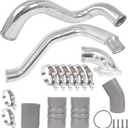 Turbo Intercooler kit Pipe Boot and Intake Elbow for 2003-2007 Ford F250 F350 F450 F550 Super Duty Intercooler Pipe Boot kit 6.0L Powerstroke Diesel-Silver