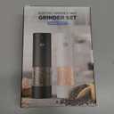 Electric Salt and Pepper Grinder Set, Rechargeable Automatic Pepper Mill Grinder with LED Light Gifts for Women, Adjustable Coarseness shakers, One-Hand Operation for Kitchen Essentials (Rechargeable-Upgrade Black/White 2PC)