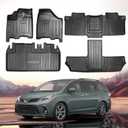 Floor Mat 3 Rows Fit for Toyota Sienna 2013-2020 Cargo Trunk Liners All Weather Black TPE Car Mats Compatible for Sienna 2013 2014 2015 2016-2020 Accessories（7 Passenger Model）