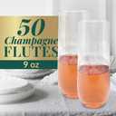 Reli. Champagne Flutes Plastic (50 Pack, 9oz) Clear, Stemless | Disposable Mimosa Glasses for Champagne, Mimosa, Cocktail, Wedding/Parties | BPA-Free Plastic Champagne Flutes, Shatterproof Cups