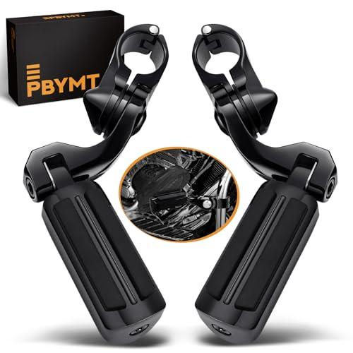 PBYMT Highway Pegs Short Angled 304 Stainless Steel, Highway Footpegs Footrest Fit For 1''&1.25''(25/32mm) Crash Bars Compatible with Harley Davidson Touring Black