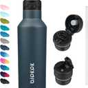 BJPKPK Insulated Water Bottle With Straw 17oz Stainless Steel Water Bottles With 2 Lids And Carry Handle Reusable Travel Metal Thermo, Navy Blue