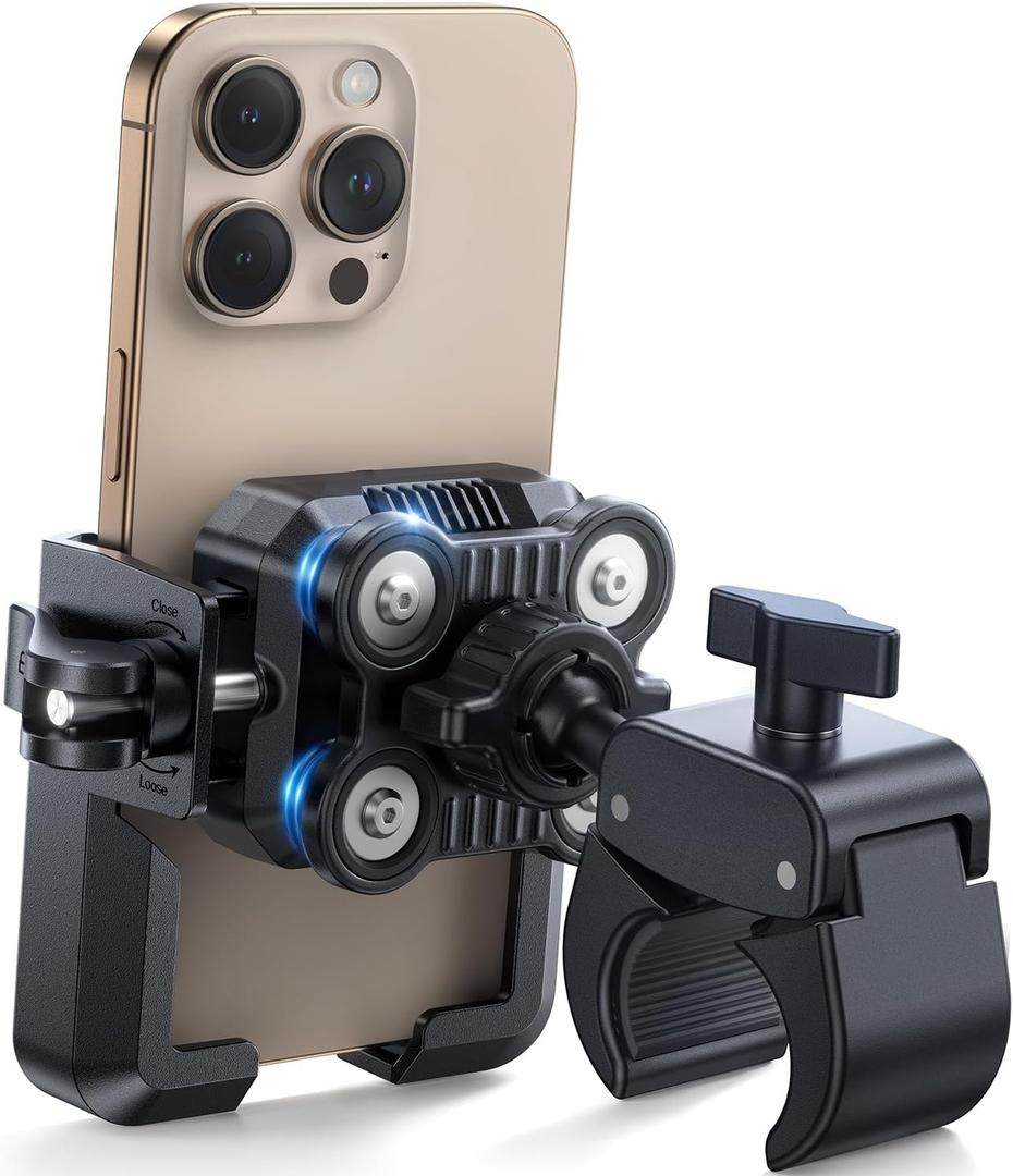 4 x JOYROOM Motorcycle Phone Mount Holder [Capture the Scenery Anytime][Dual Vibration Dampener] Electric Scooter Accessories Holder Handlebar for Electric Scooter/E-Bike/Stroller