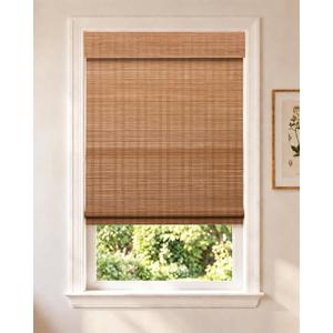 Cordless Bamboo Roman Shade, Light Filtering Blinds 36x64, Carbonized