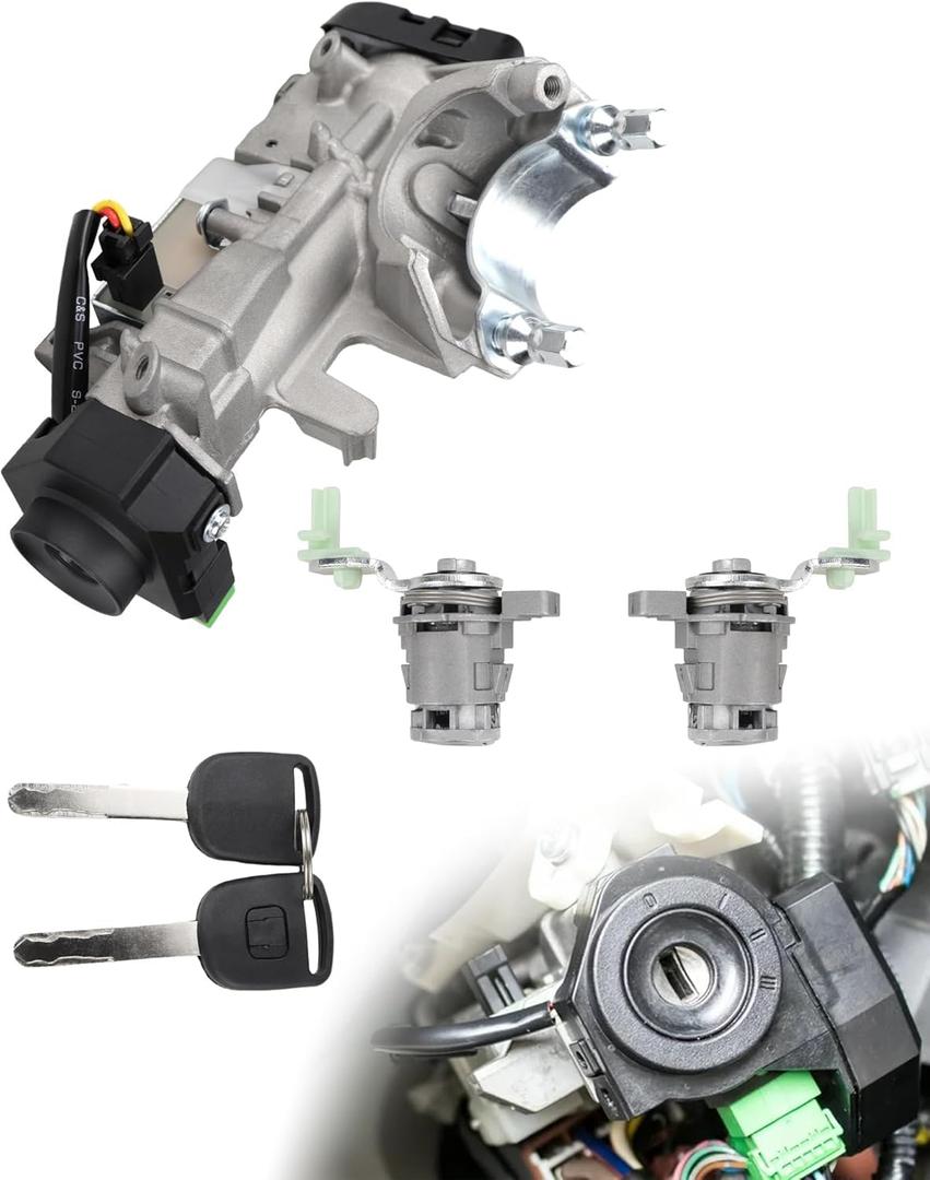 Ignition Switch Lock Cylinder Assembly with 2 Keys & 2 Locks, Compatible with Honda CRV 2003-2007, Replaces OE Part 35100-SDA-A71 & 06350-SAA-G30, Mechanical Key Set
