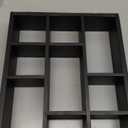 WUWEOT Wood Shadow Box, 15" x 12" Cubes Display Shelf, Freestanding & Wall Mountable Floating Shelves, 7-Compartment Knickknack Display Organizer with Screws for Christmas