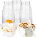 HOMIP 60Pack 4oz Plastic Dessert Cups with Spoons (No lids), Yogurt Parfait Cups for Party, Mini Dessert Cups with Spoons for Pudding, Fruit and Ice Cream