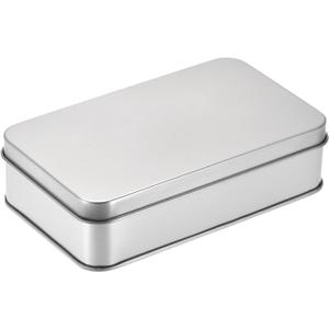 uxcell Metal Tin Box, 5.31" x 3.15" x 1.38" Rectangular Empty Tinplate Containers with Lids, Silver Tone, for Home Organizer, Candles, Gifts, Car Keys, Crafts Storage