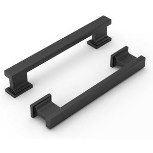 10 Pack 5 Inch Matte Black Solid Cabinet Handles Rust Resistant Kitchen Cabinet Handles, 128mm Hole Center Sturdy Durable Drawer Pulls with a Smooth Touch