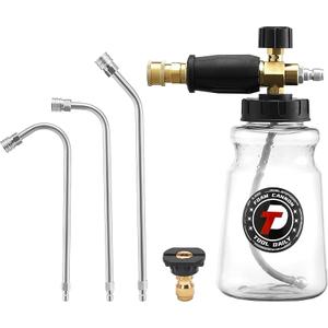 Tool Daily Pressure Washer Gun with Replacement Wand Extension, Pressure Washer Foam Cannon with 3 Pieces Curved Extension Wands 16 Inch