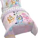 Jay Franco Kids Comforter Set Includes Sheets and Pillow Covers - Soft and Cozy Bed Set for Stylish Room Decor, Pink - Bluey 5 Piece Twin Size Bedding