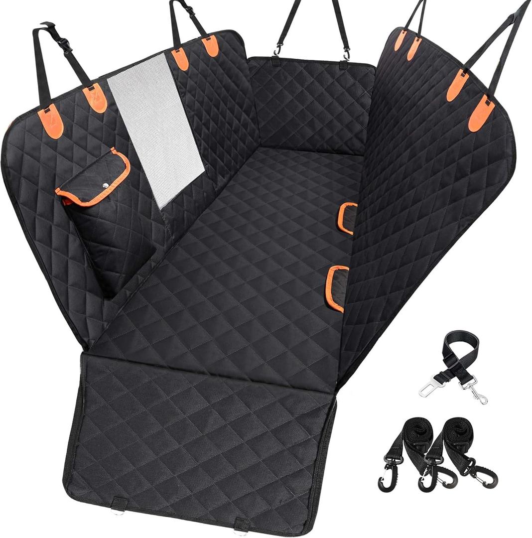 Dog Car Seat Cover for Back Seat 600D Scratchproof Nonslip Durable Waterproof Cars Pet Backseat Covers with Mesh Window Dogs Hammock for CarSUV, Truck (54" W x 58" L) (Standard)