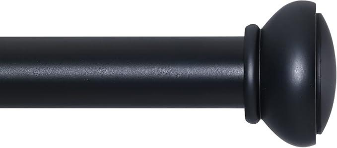 SIMEWIN Black Curtain Rods for Windows 28 to 144 Inches Adjustable 1 Inch Diameter Decorative Single Window Curtain Rod Set with Rounded Cap design Finials, Black SIMEWIN Black Curtain Rods for Windows 28 to 144 Inches Adjustable 1 Inch Diameter Decorative Single Window Curtain Rod Set with Rounded Cap design Finials, Black