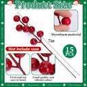 Watayo 60 Pcs Christmas Artificial Pine Branches with Red Berry Stems, 10.5" Faux Evergreen Norfolk Pine Cypress Leaves Stems, Fake Foliage Pine Needles Picks for DIY Craft Garland Home Decor