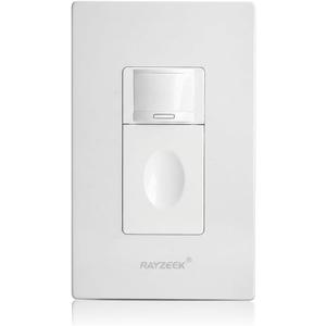 RAYZEEK Motion Sensor Light Switch, No Neutral Wire Required, No Ground Wire Needed,5A,Single Pole, Occupancy&Vacancy&Manual On/Off Override Motion Sensor Activated Wall Switch,PC Fireproof, UL Listed