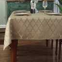 SASTYBALE Jacquard Tablecloth Flower Patterns Polyester Table Cloth Spill Proof Wrinkle Resistant Table Cover for Kitchen Dining Tabletop (Rectangle/Oblong, 60" x 120" (10-12 Seats), Gold)