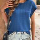 4 x Dokotoo Womens Blouses Summer Casual Cap Short Sleeve Tops Basic Textured Solid Color Round Neck T Shirts Blouse