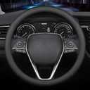 LKWLIKEI Nappa Premium Leather car Steering Wheel Cover, Non-Slip, Breathable, Universal 15 inches (red Blue line) (Black (red blue line))