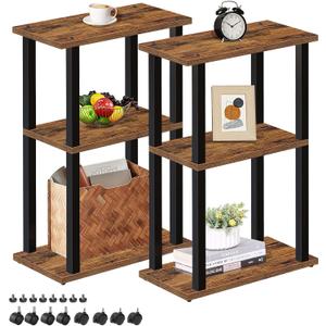 TUTOTAK Small Side Table, Narrow End Table, Bedside Table, Set of 2, Couch Side Table with Wheels for Living Room or Bedroom, Brown TB01BB0612