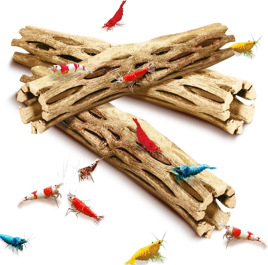 SunGrow Cholla Wood, 6 Climbing Logs, Chew Toy, Aquarium Fish, Snail, and Shrimp Driftwood, Tropical Freshwater Fish Dcor, Adds Raw Beauty, 3 Pack
