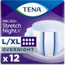 TENA ProSkin Overnight Protection Incontinence Underwear for Women & Men, Stretch, Brief, Large/Extra Large, 12 Count, Packaging May Vary