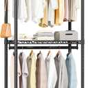 Mini Rolling Clothes Rack with Adjustable Metal Wire Shelving, Heavy Duty Clothing Rack for Hanging Clothes, Portable Closet with Wheels Side Hooks, Freestanding Closet Wardrobe, Black
