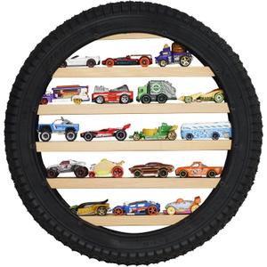 Tapeera Model Car Display Case Stand - Toy Cars Organizer Wall Display Tire Shelf Cabinet - Holds Up to 18 Diecast 1/64 Car Collectibles - Compatible with Hot Wheels Matchbox - Wheel Diameter 16 Inch