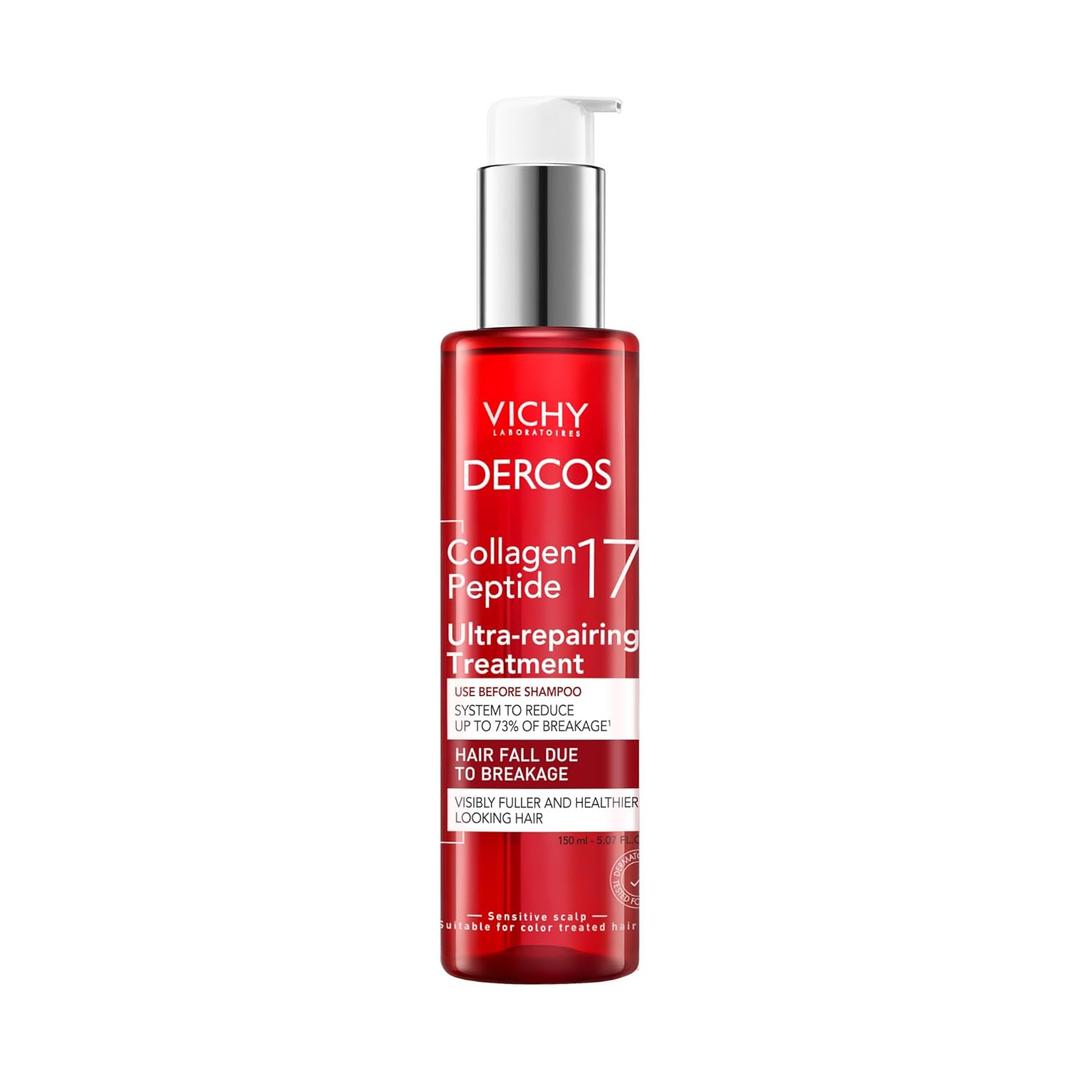 Dercos Collagen Peptide 17 Ultra-Repairing Treatment, 150ml, Anti Hair Fall Pre-Shampoo Bond Repair Hair Treatment, Strengthens, Reduces Breakage, Preps & Protects