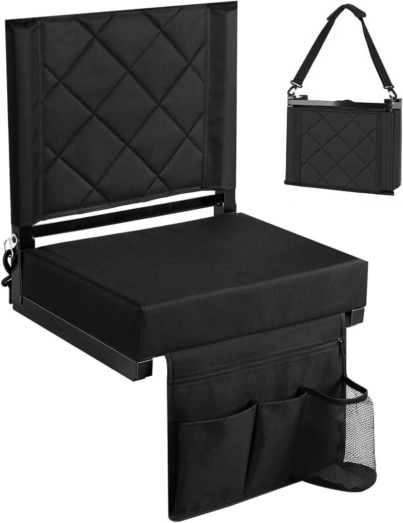 LWWTBS Stadium Seat with Back Support Bleacher Chair with Back (1, Black), Standard