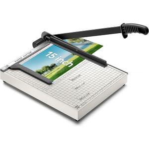 15 Inch B4 Guillotine Paper Cutter, Heavy Duty 10 Sheet Paper Trimmer Cutting with Auto-Press Clamp & Magnetic Ruler | Precision Cut for Paper, Card, Photos, Vinyl & More