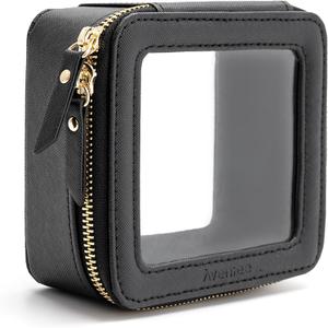 Aveniee Clear Makeup Bag Small, Mini Travel Toiletry Bag Cosmetic Bags TSA Approved, Clear Makeup Case Pouch with Zipper, Car Organizer Essentials for Women Men,Black