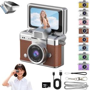Mini Keychain Digital Camera Retro Mini Digital Video Camera Small bodycam 1080P FHD Recording with 0.96" IPS Screen with 6 Retro Filters AVI Format-Ideal for Phone Transfer (Brown, 128G)
