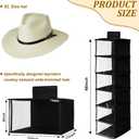 Briwooody 2 Pack XL Cowboy Hat Rack for Closet, 6 Shelf Hanging Hat Organizer for Wide Brim Caps, Dustproof Storage with Cover, Space Saving Closet Organizer for Cowboy Fedora Western Caps