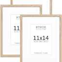 KTKDE 11x14 photo frames Set of 3 8 × 10 mats or 11x14 without MATS MDF covered wood grain paper frame, real glass 11 by 14 Studio Gallery Wall Art poster frame the best gift