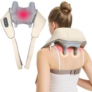 Jdfdexc 4D Deep Cordless Tissue Kneading Neck Massager with Heating Function, Shiatsu and Shoulder Massage Pillow,Back and Leg Pain Relief, Body Muscle Pain Relief, Gifts for Men Women