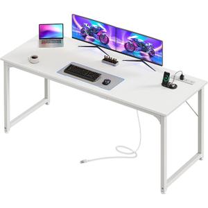 PRAISUN 63 X 24 Inch Office Computer Desk with Power Outlets and USB-C Port, Larger and Longer Gaming Desk, for Home Office, Study, Writing Work from Home Table, Metal Frame, Rustic Brown