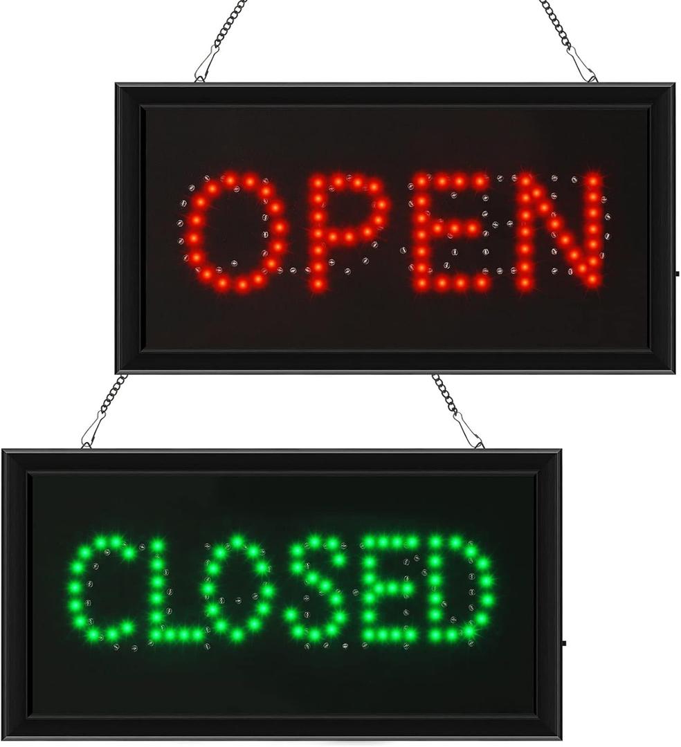 Open Closed Signs for Business LED Open Closed Sign Light Open and Closed Sign Display Closed Neon Sign Coffee Open Sign for Bar Pizza Store Restaurant Hotel ATM Party Supplies,18.9 x 9.8 Inches