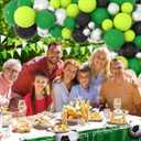 Lime Green Black Silver Balloon Garland Arch Kit - Green Black Balloons Saint Patrick's Day Balloons for Birthday Baby Shower Graduation Soccer Video Game Jungle Safari Party Decorations