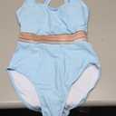 BMJL Womens One Piece Swimsuits Tummy Control Slimming Modest Bathing Suit Color Block Tie High Cut Swim Suits, S