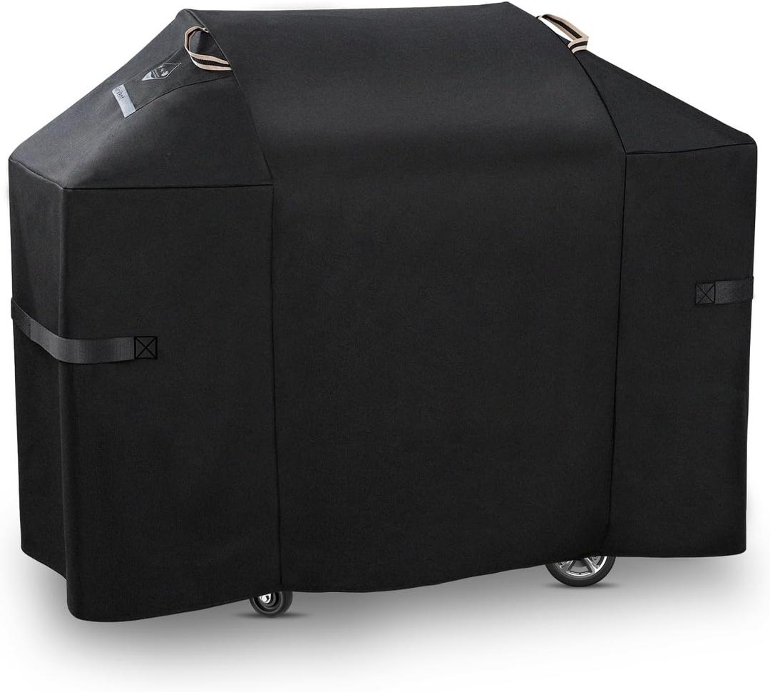 KINGLY Heavy Duty 58 Inch Grill Cover for Weber Genesis 300 & Genesis II 300 Series,600D Waterproof Fade Resistant BBQ Gas Grill Cover for Outdoor Grill with Straps,Compared to Weber 7130