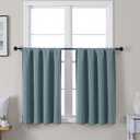 Gwine Stone Blue Short Curtains 36 Inches Long, Small Half Window Curtains Thermal Insulated Room Darkening Blackout Curtain for Bathroom Kitchen Basement Cabinet RV, 2 Panels, Each 40Wx36L