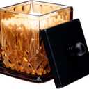 Qtip Holder,15Oz Amber Glass Apothecary Jars with Matte Black Lids for Bathroom Organization & Desk Storage,Thick Glass Apothecary Jars for Q-Tips,Cotton Rounds,Jewelry,Candy,Square