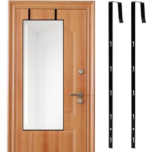 Over-The-Door Mirror Hanger, Adjustable Door Mirror Hanger, 5 Position Height Over The Doors-Mirrors Hook, Mirrors Doors Hangers with 2 Iron Filings and Screws(Color:Black)