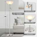 Floor Lamps for Living Room Silver, 70" Tall Standing Lamp with Glass Shade, Bedroom Floor Lamp with 350Adjustable Swing Arm Lamp, Pole lamp for Bedroom, Living Room, Office, Bulbs Included