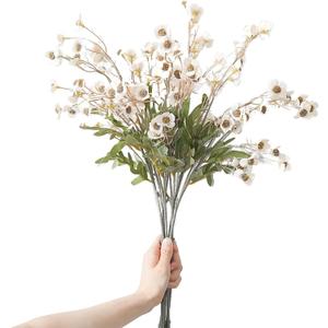 6 Pcs Wildflowers Artificial Flowers Bulk, 22.4 Inch Vintage Faux Plum Blossom Branches Silk Flowers for DIY Bouquet, Floral Arrangement, Home Wedding, Table Decorations (Champagne)