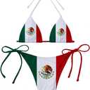Mexico Flag Women Micro Sexy Bikini (X-Large-XX-Large)