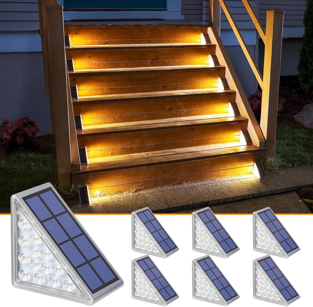NIORSUN Solar Step Lights for Outside,6 Pack Warm White Solar Stair Lights Outdoor Waterproof IP67 Auto On Off,Solar Lights for Steps,Stair,Patio,Yard,Porch,Front Door,Sidewalk,Deck Decor